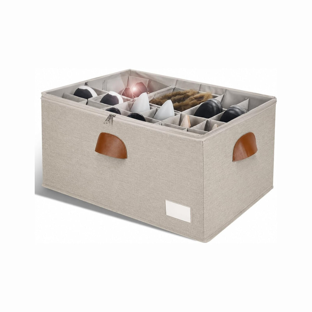 1 Pack Shoe Organizer for Closet Foldable Storage Box with Clear Cove