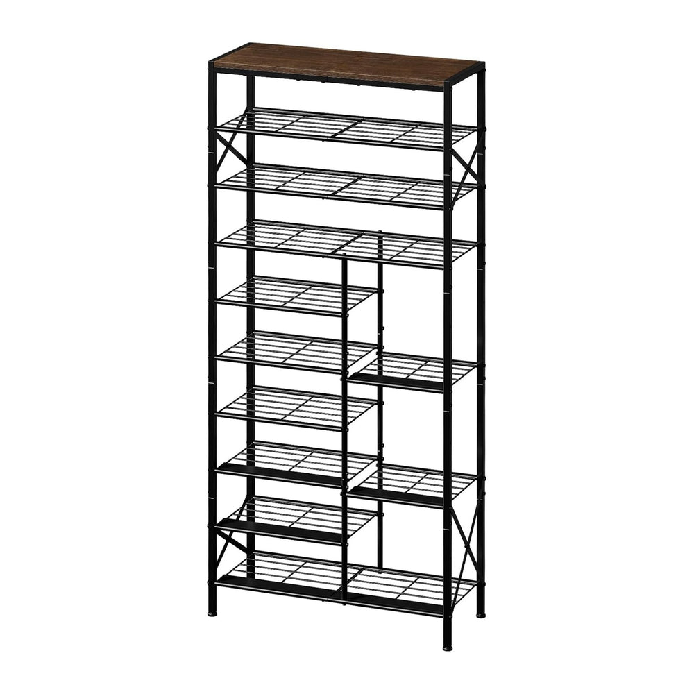 10-Tier Shoe Rack, Boot Storage for Closet, Rustic Brown