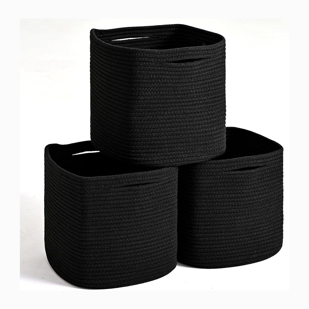 11 Inch Cube Storage Bins, Storage Cube Organizer Bins, Woven Cotton Rope Basket