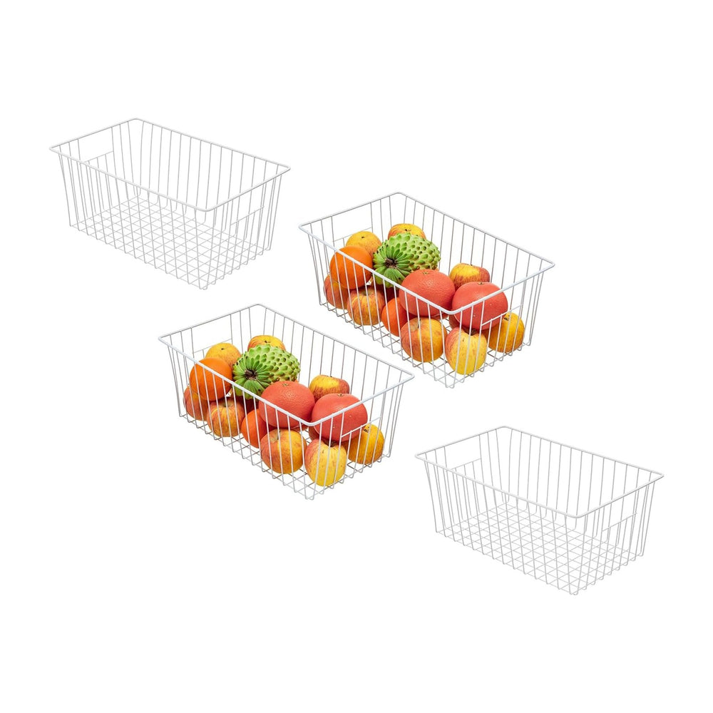 16Lx12Wx6H inch Wider Freezer Organizer Baskets Container, Refrigerator Metal...