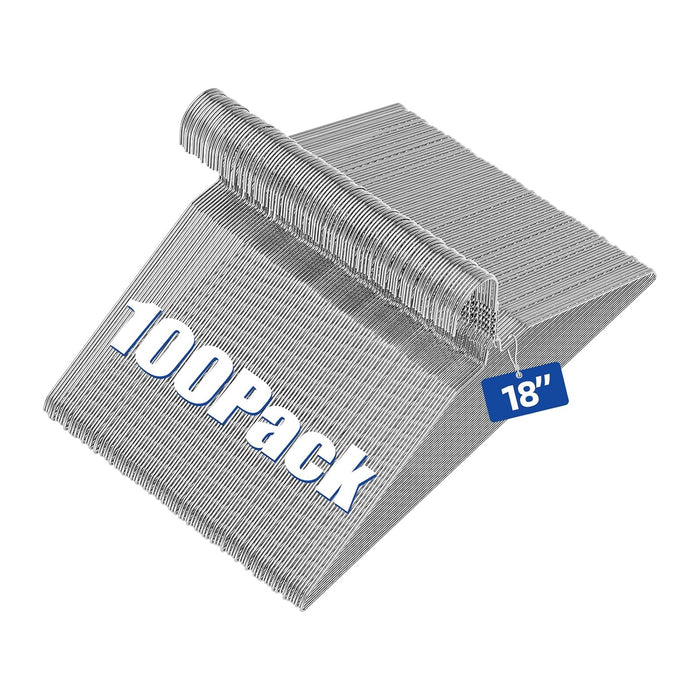 18" Wire Metal Clothes Hangers Bulk 100 Pack, Ultra Thin, Silver
