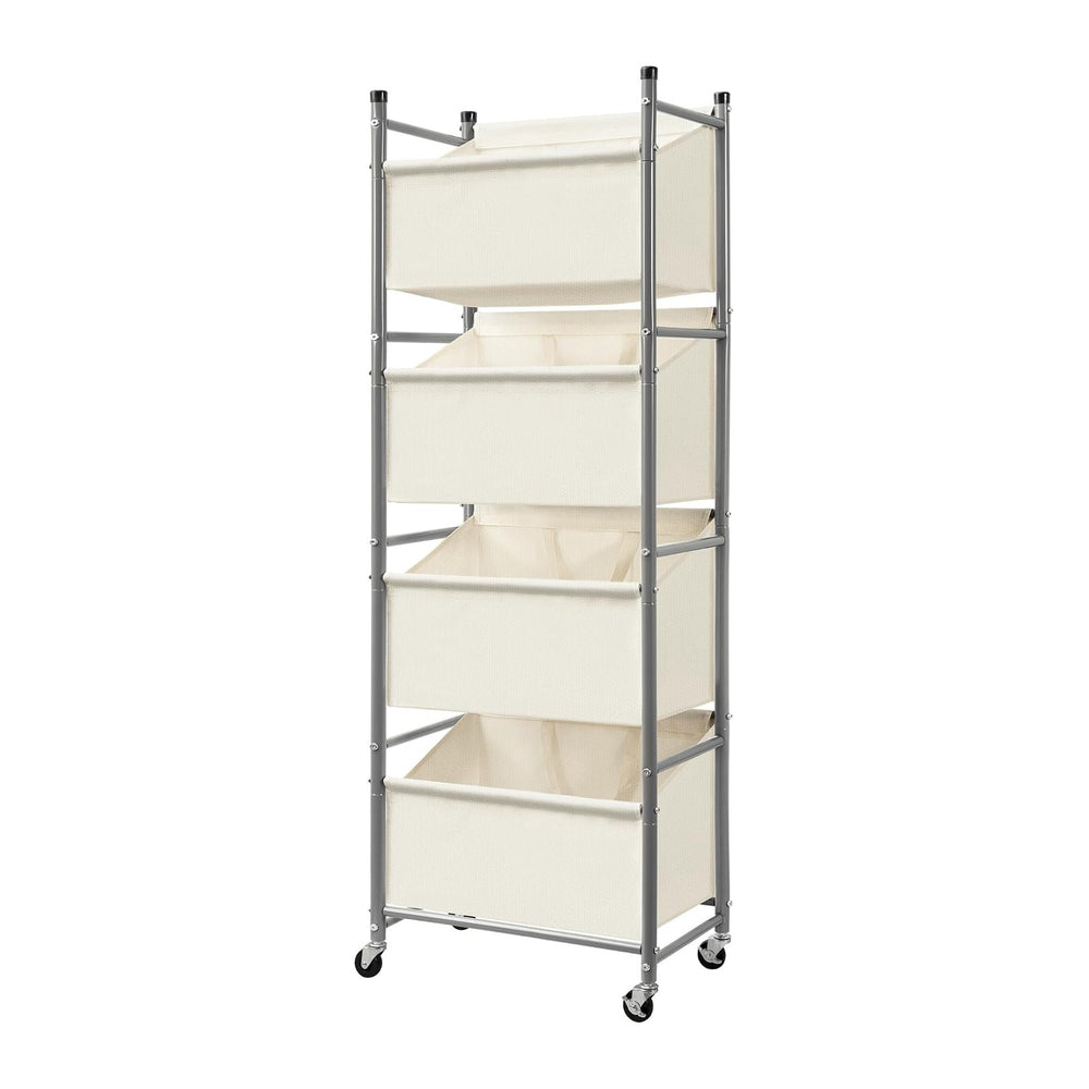 180L 4-Tier Rolling Laundry Hamper with Easy Access Removable Bag, Vertical L...
