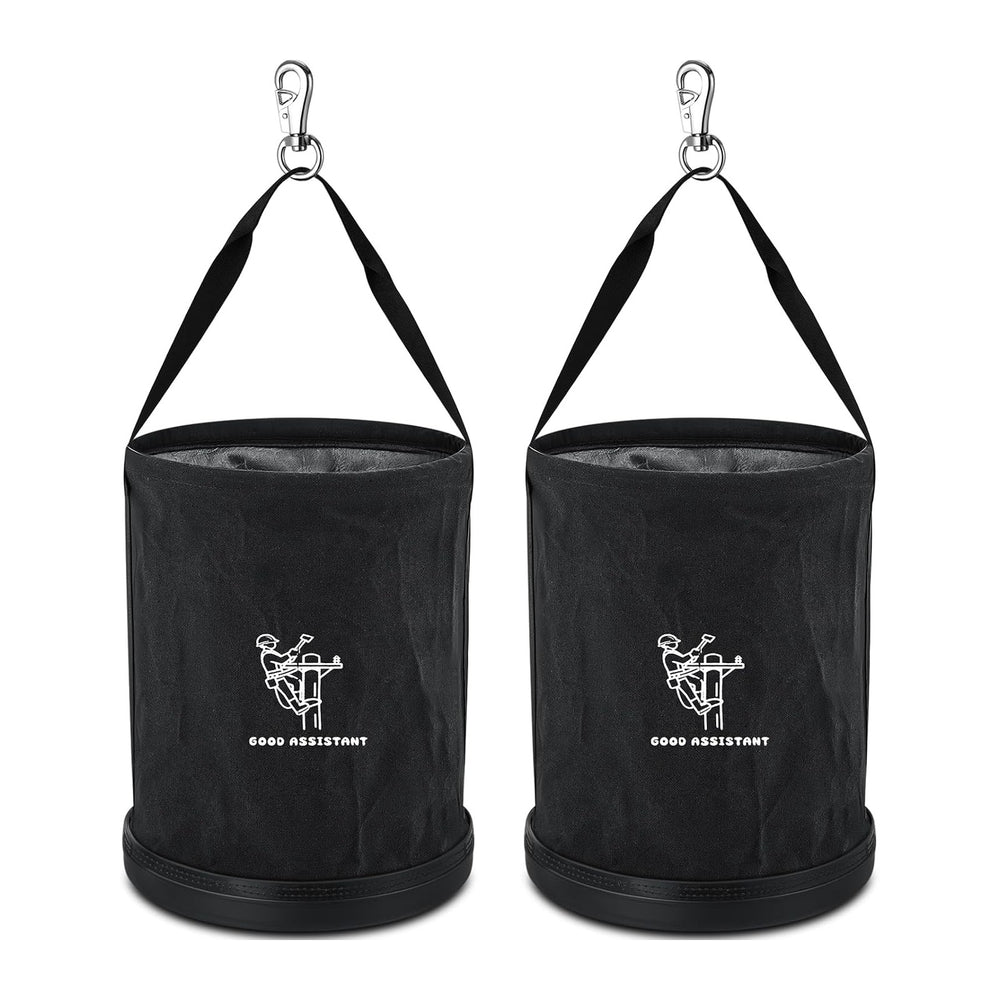 2 Pack 15" x 12" Linemen Canvas Tool Bucket Bag,Black
