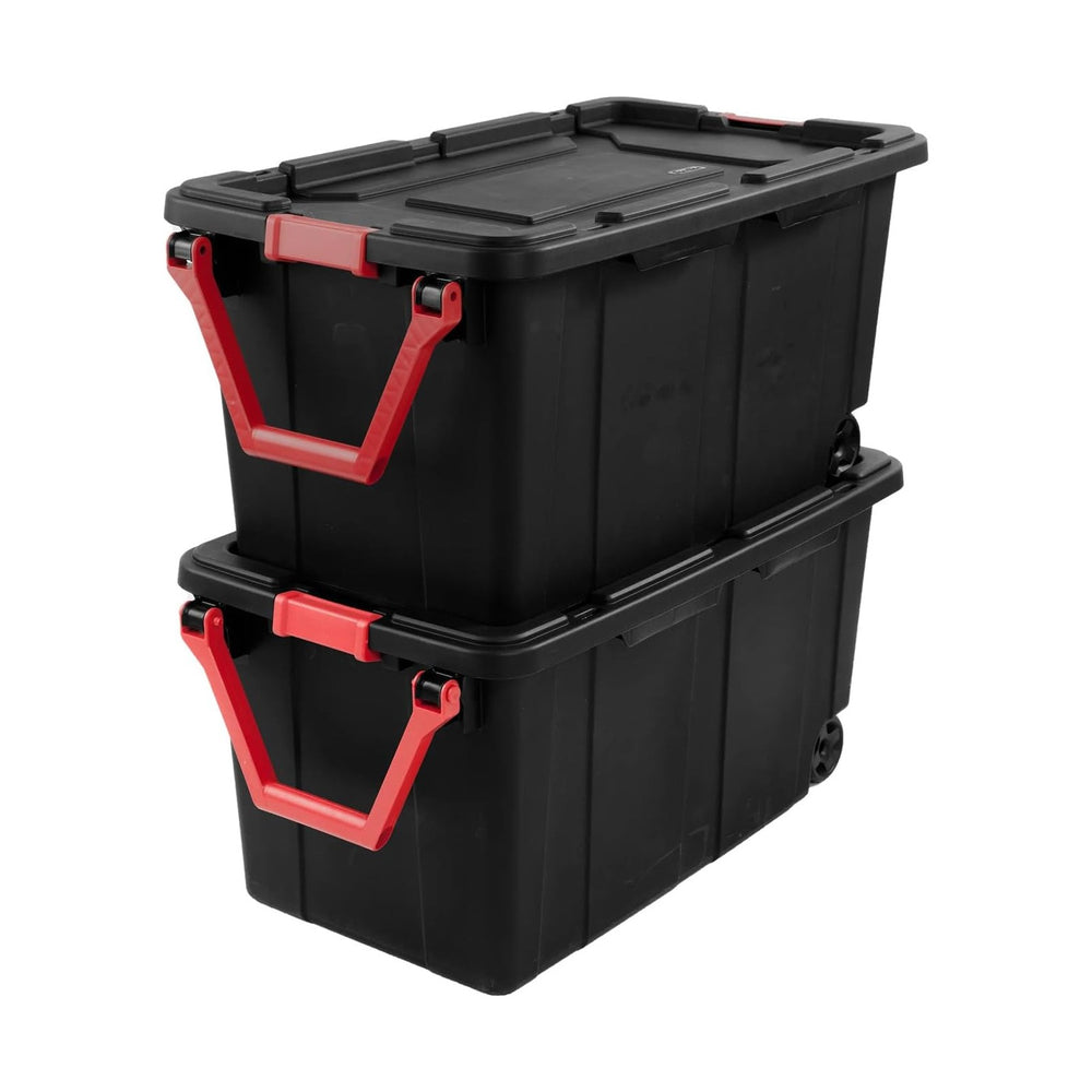 2 Pack 40 Gallon Heavy Duty Industrial Storage Bin with Wheels、 Lid、Handle
