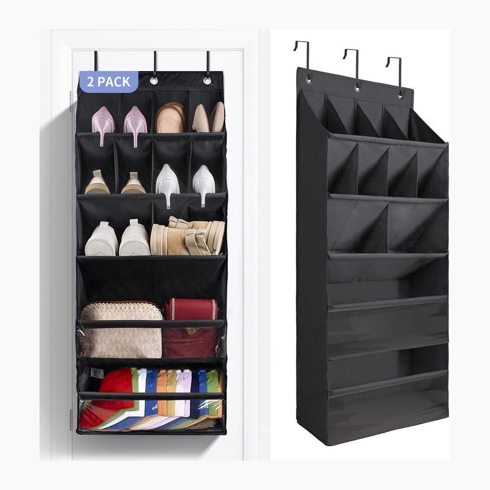 2 Pack Over the Door Shoe Organizers, Hanging Shoe Organizers Large Pockets