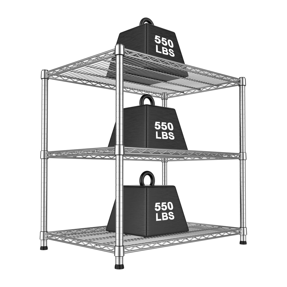 21"Depth Heavy Duty Wire Shelving Unit 3-Tier Metal Storage Shelves Adju...