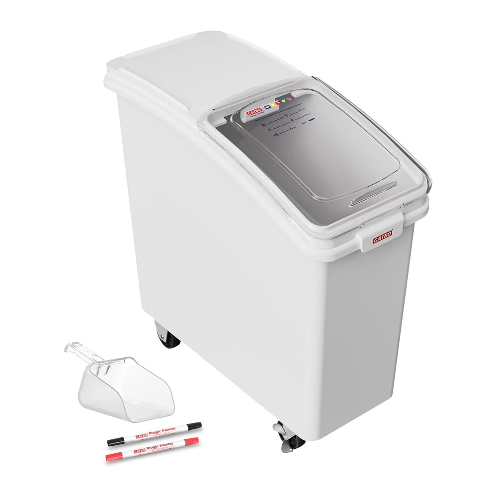 22 Gal Commercial Mobile Ingredient Bin with Scoop, Heavy Duty Food Storage C...