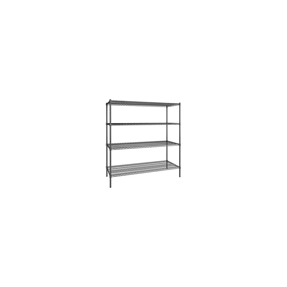 24" x 60" NSF Black Epoxy 4-Shelf Kit with 72" Posts, Commerci...