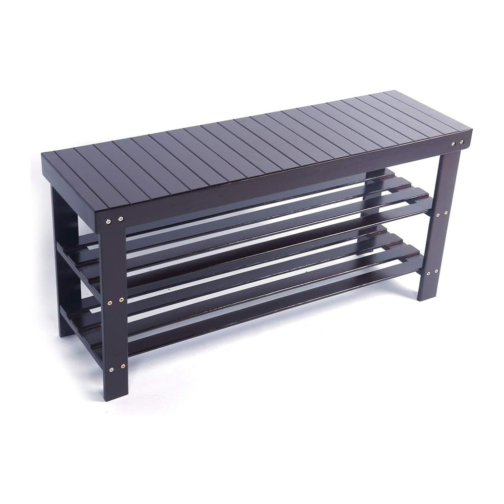 3 Tier Bamboo Shoe Rack Organizer - Free Standing Stackable Shelf for Entrywa...