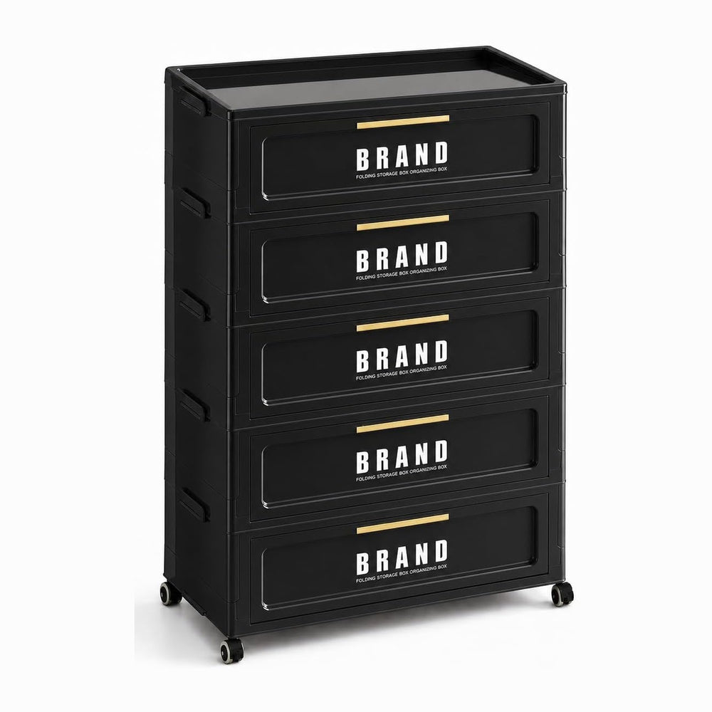 300QT Foldable Storage Cabinet with Doors and Locking Wheels, 5-Tier Heavy-Du...