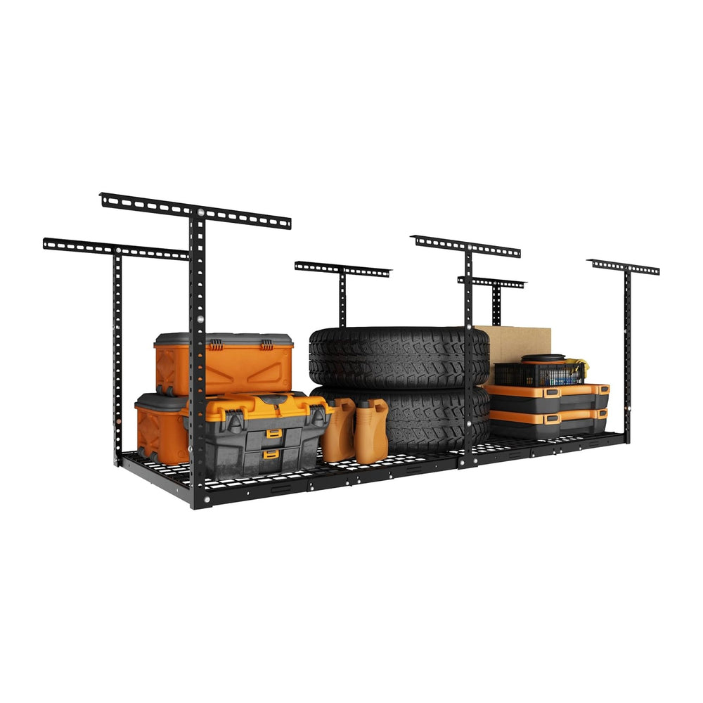 3x8ft Overhead Ceiling Garage Storage Rack, 750LBS Capacity, Black