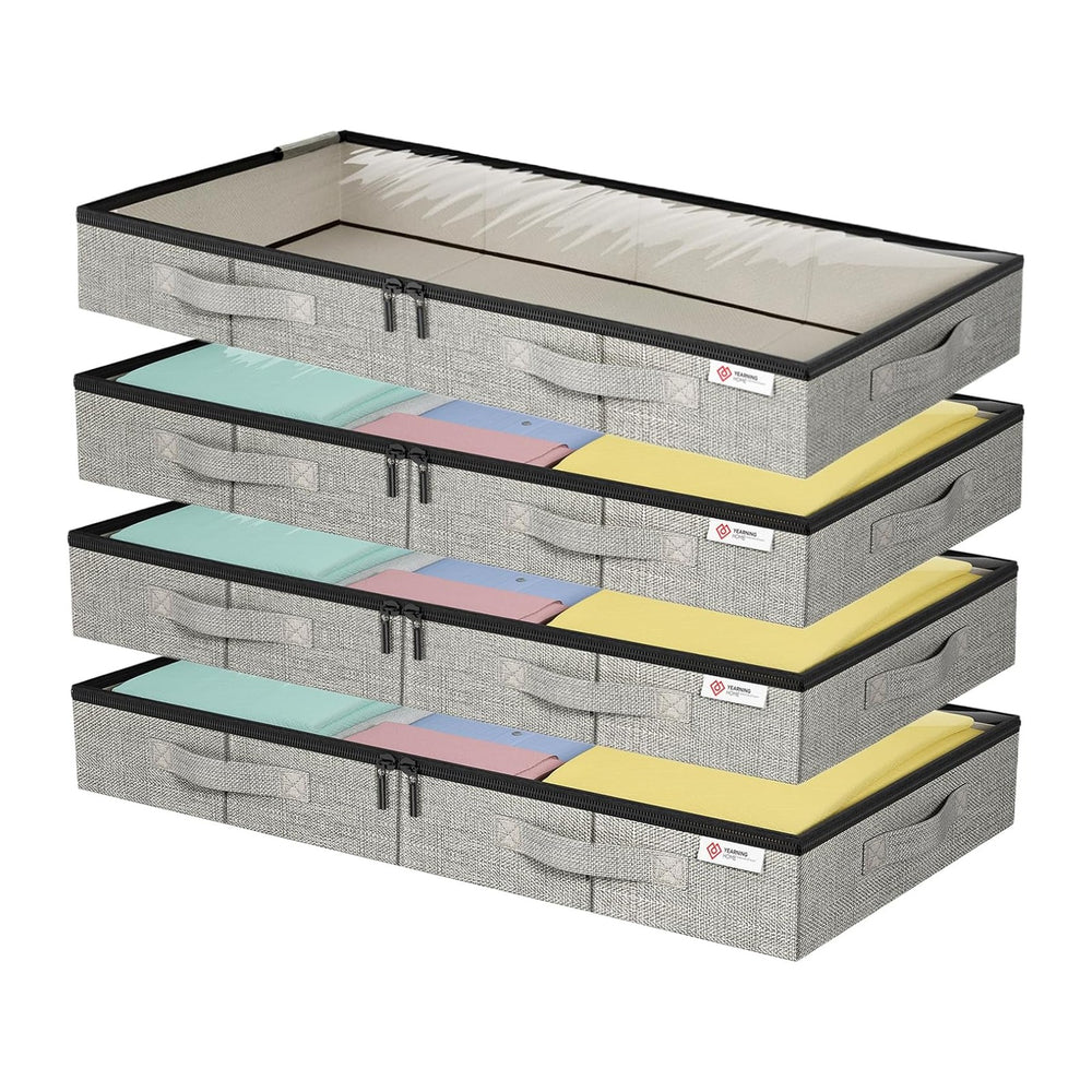 4.5 Inches Under Bed Storage Containers with Sturdy Sidewalls/Bottom and Rein...