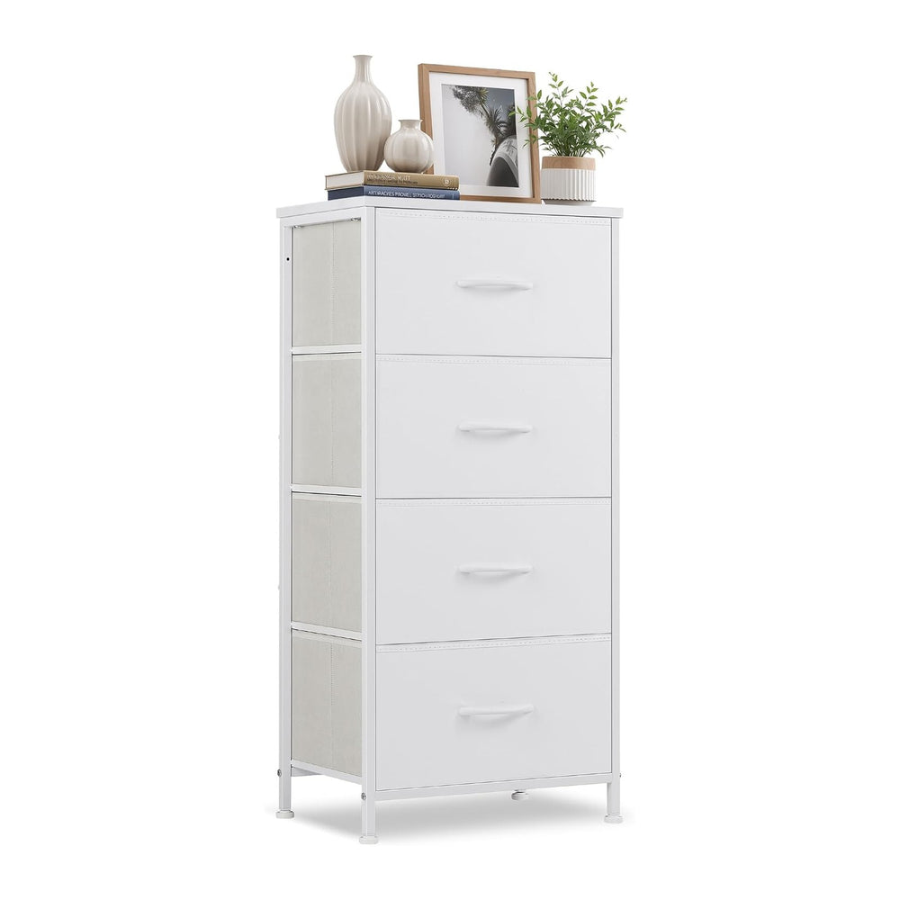4 Drawers Dresser for Bedroom Fabric Storage Tower with Wooden Top