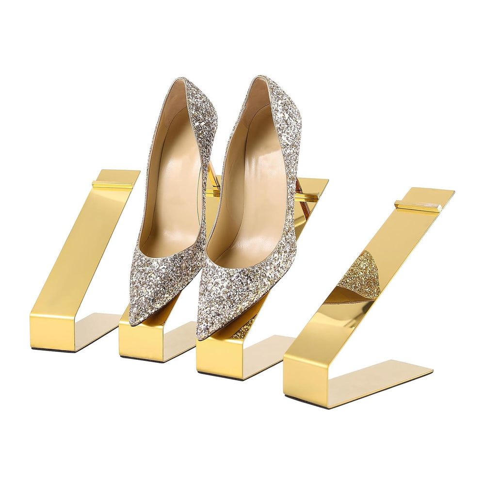 4-Pack Shoe Display Stand,High Heels Sandal Display Stand Gold