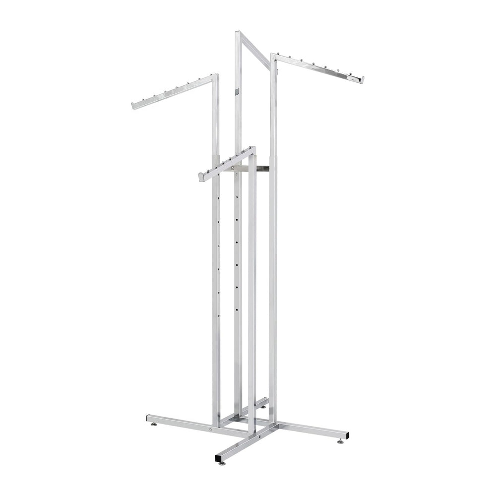 4 Way Adjustable Clothing Rack with Slanted Arms - Retail Clothing Rack Displ...