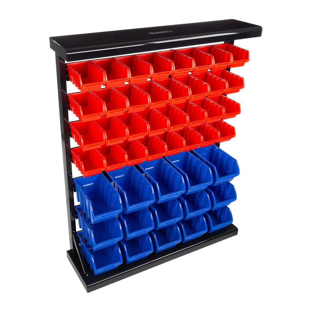 47-Bin Garage Organization Rack (15 Large, 32 Small) - Tabletop or Wall Mount...