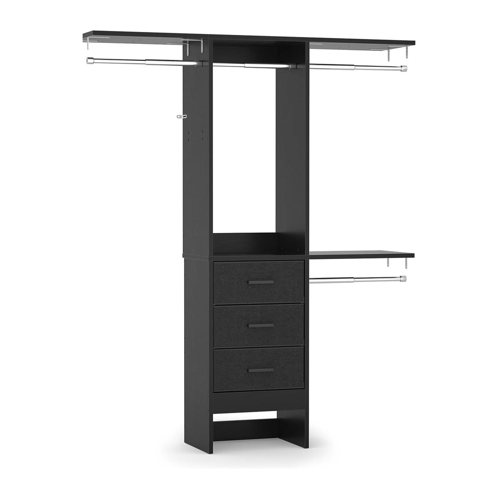 4FT Small Closet System with 3 Fabric Drawers, Flexible Built-In Clothes
