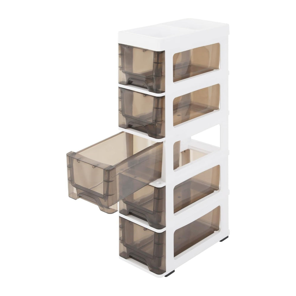 5 Drawers Storage Cabinet, Floor Standing Cabinet with Top Notch Storage Spac...