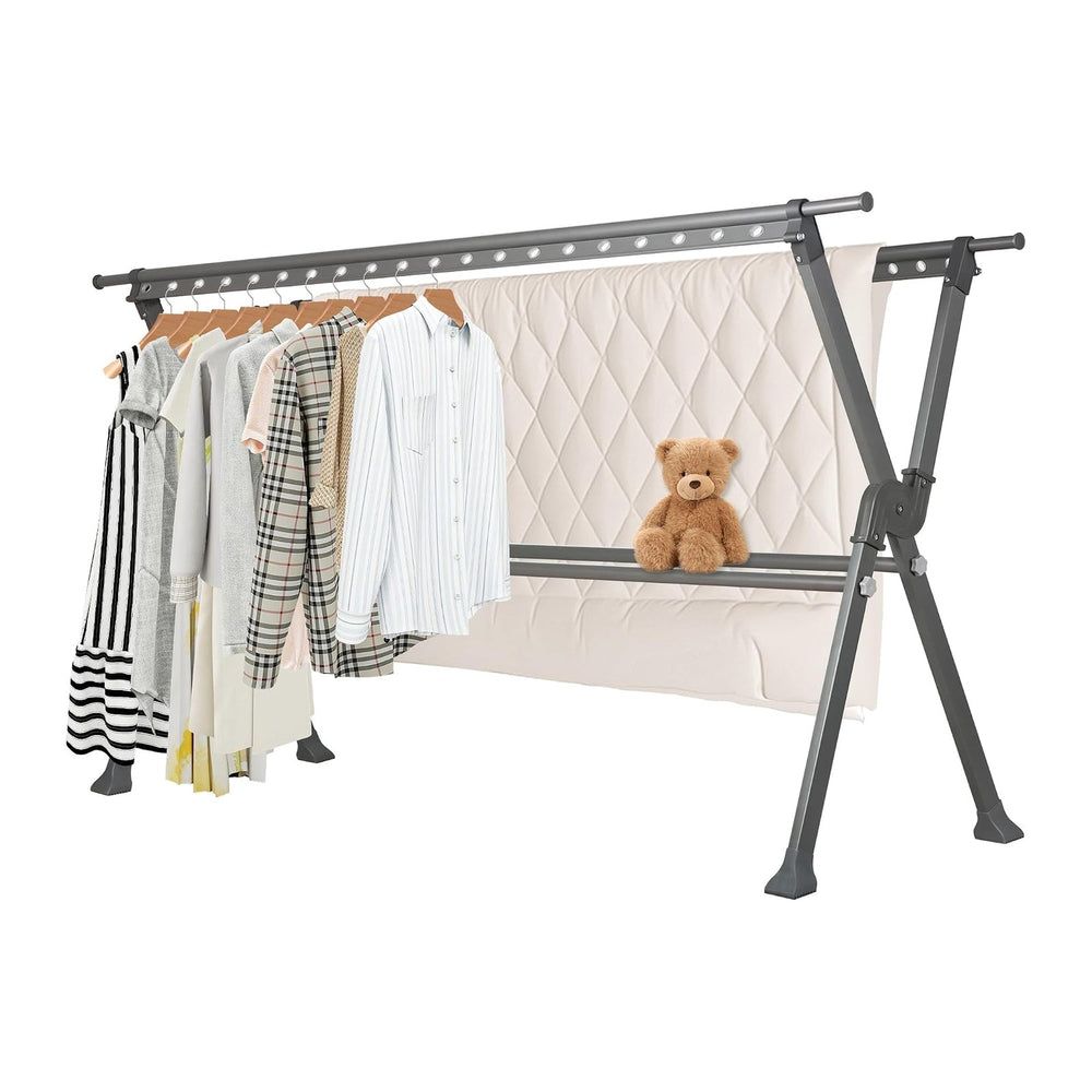 50.3-91.3 Inches Clothes Drying Rack, Aluminum Alloy Clothes Drying Rack, Adj...