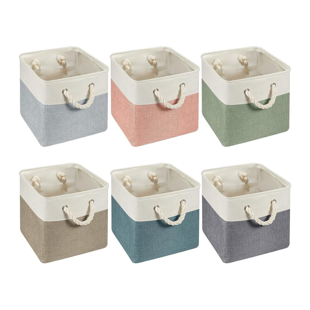 6 Pack 13x13 Inch Cube Storage Bins Fabric Square Cube Basket, Dark Morandi
