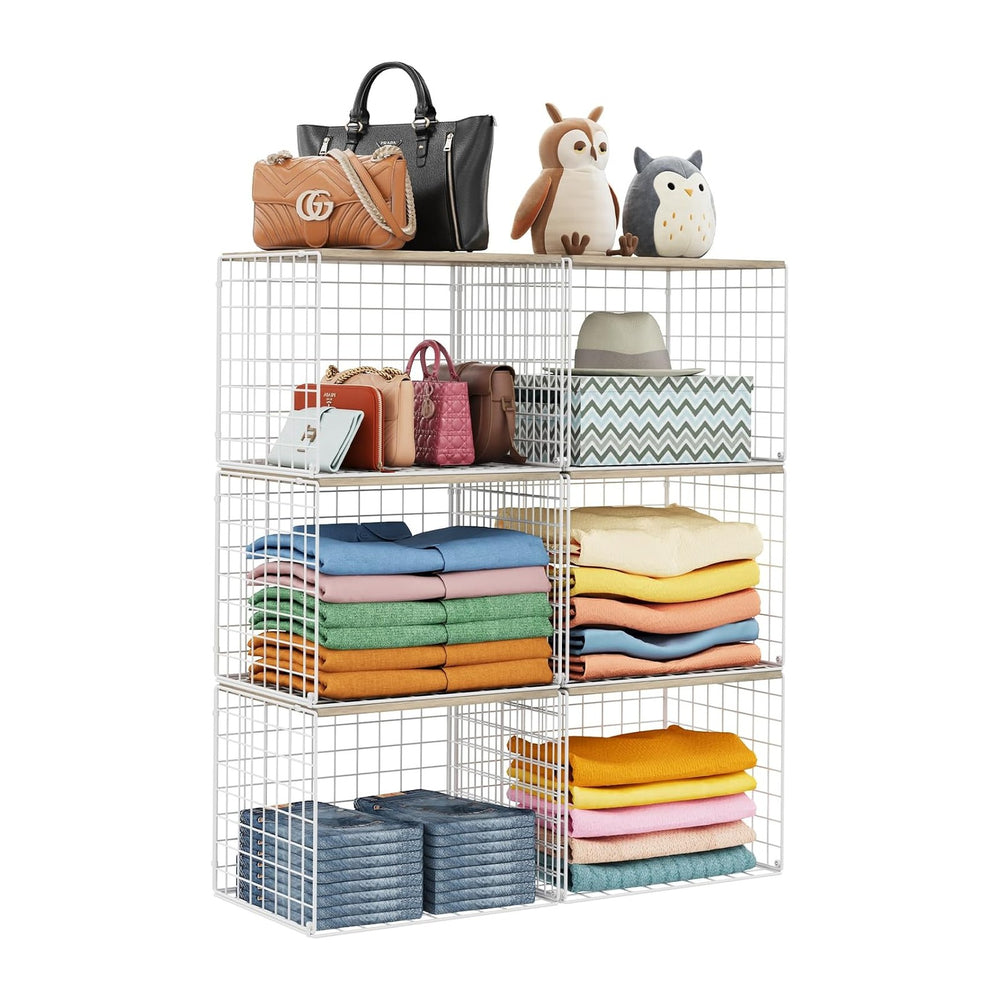 6 Pack Closet Organizers And Storage, Stackable Closet Shelf Organizer Storag...