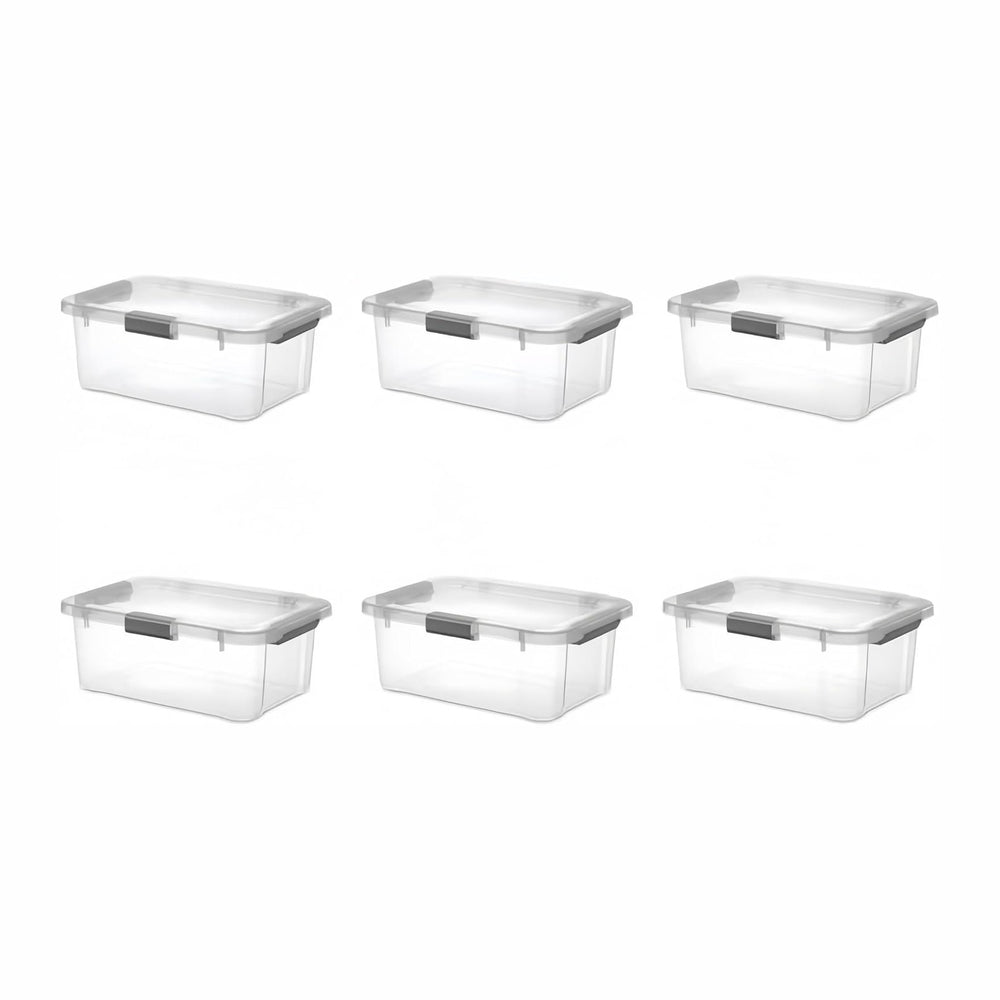 6-Pack Under Bed Bins, Hinged Lids, 20qt Clear Plastic Stackable
