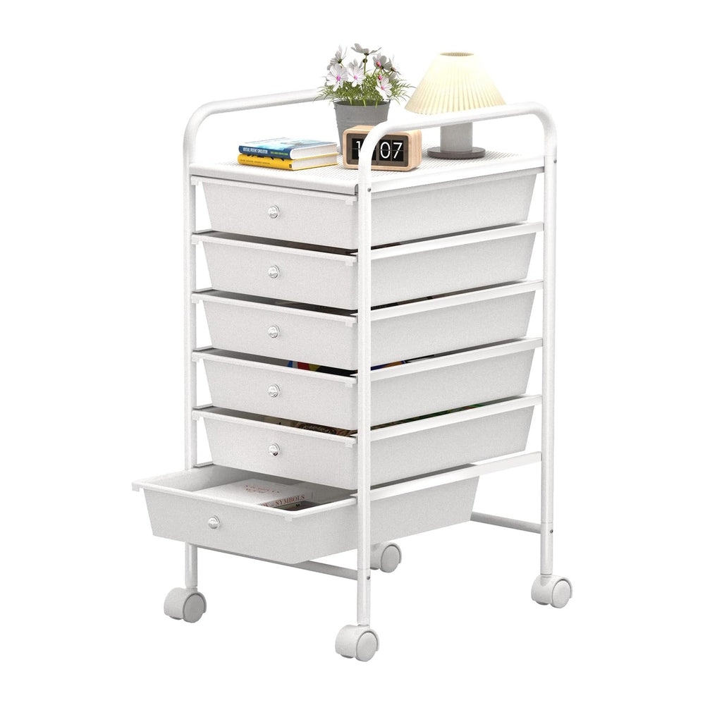 6 Tier Utility Rolling Cart with 6 Drawers Multipurpose Rolling Storage Cart ...