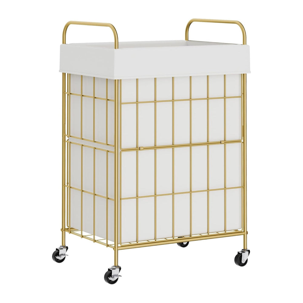 90L Laundry Hamper with Wheels, Laundry Basket with Handle and Liner Bag