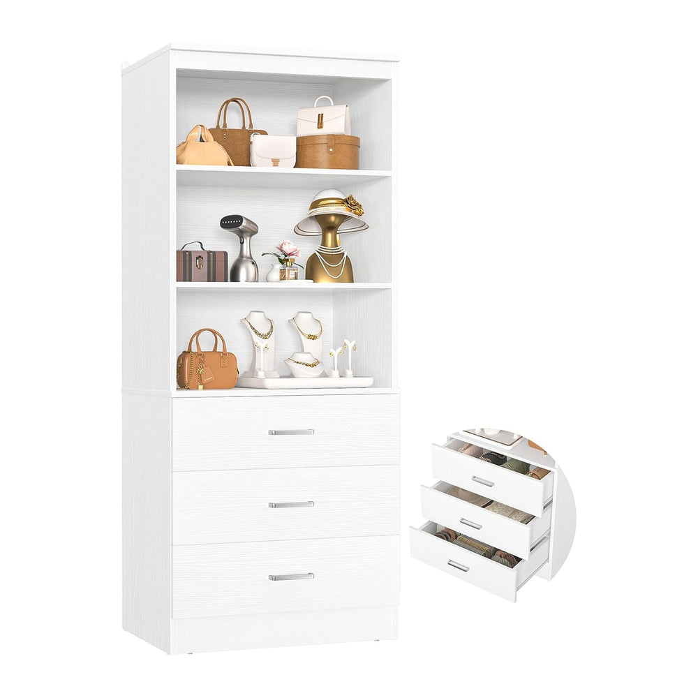 Aheaplus 23.6" Closet Drawers System, Closet System with 3 Drawers, White