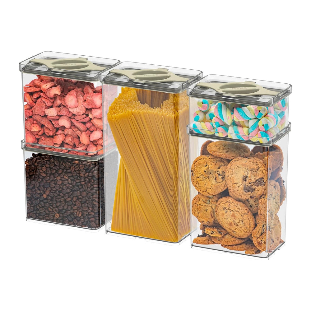 Airtight Pantry Storage Container 5 PC Set Twist-Lock Lid, Sand