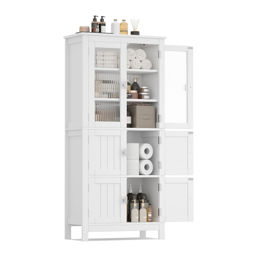 Akxomel 53.1" Tall Bathroom Cabinet 6 Doors Linen Floor Storage Cabinet