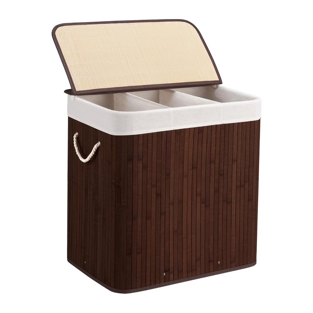 Aliphon 150L Laundry Hamper with lid, 3-Section Clothes Laundry Basket with H...