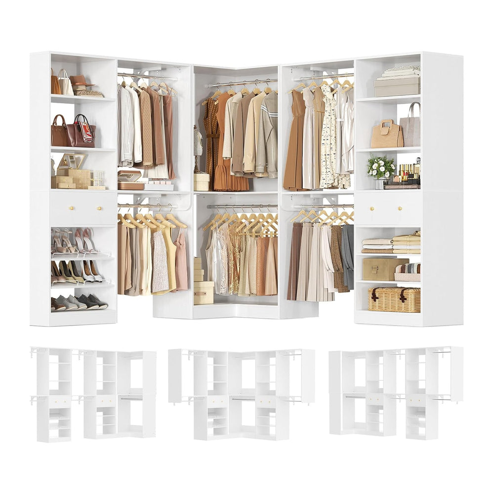 Armocity Closet System Set of 3 - Corner Closet Organizer System with 2 Drawe...