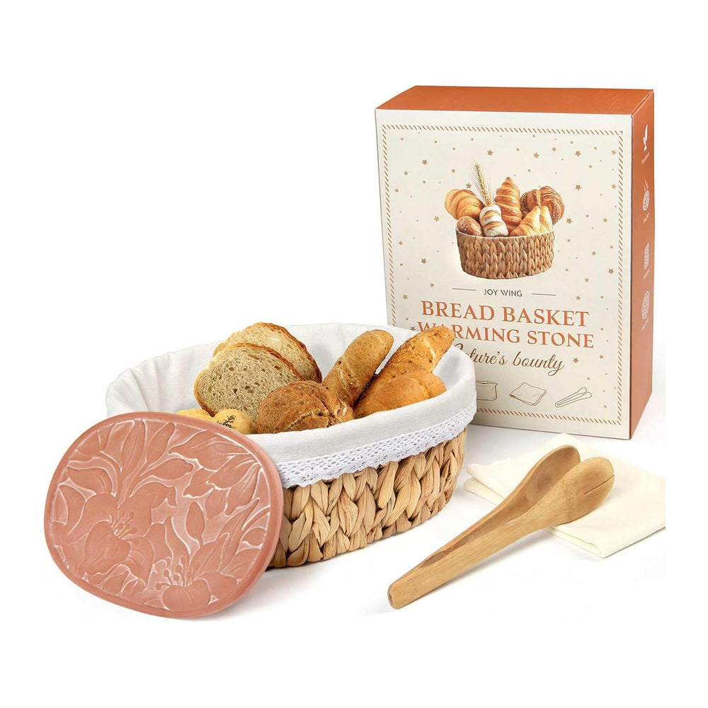 Bread Warmer Basket with Stone - Large Bread Baskets for Serving/House Warmin...