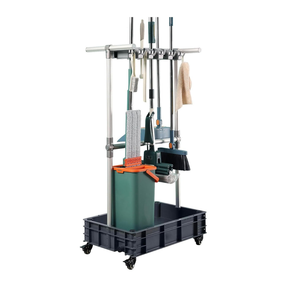 Broom mop Holder Cleaning Supplies Organizer Janitor carts on Wheels