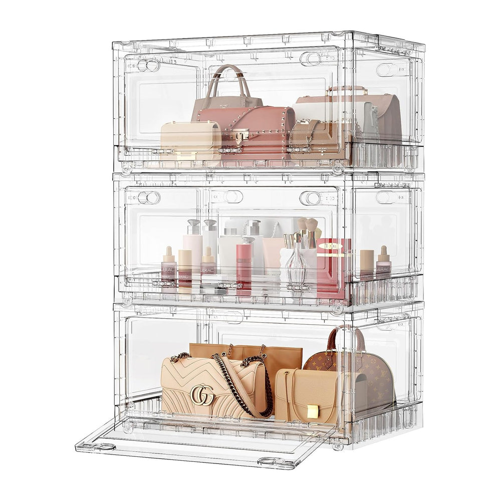BROVIEW Clear Stackable Storage Bins Drawers, Open Front Large Plastic Storage
