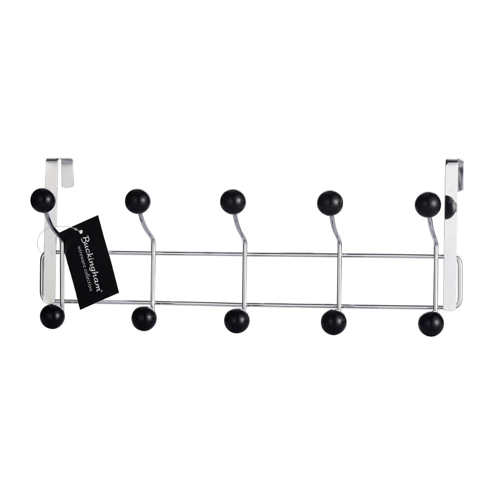 Buckingham 30018 Door 10 Hook Hanger, Chrome Plated, Black Plastic Balls, Pre...