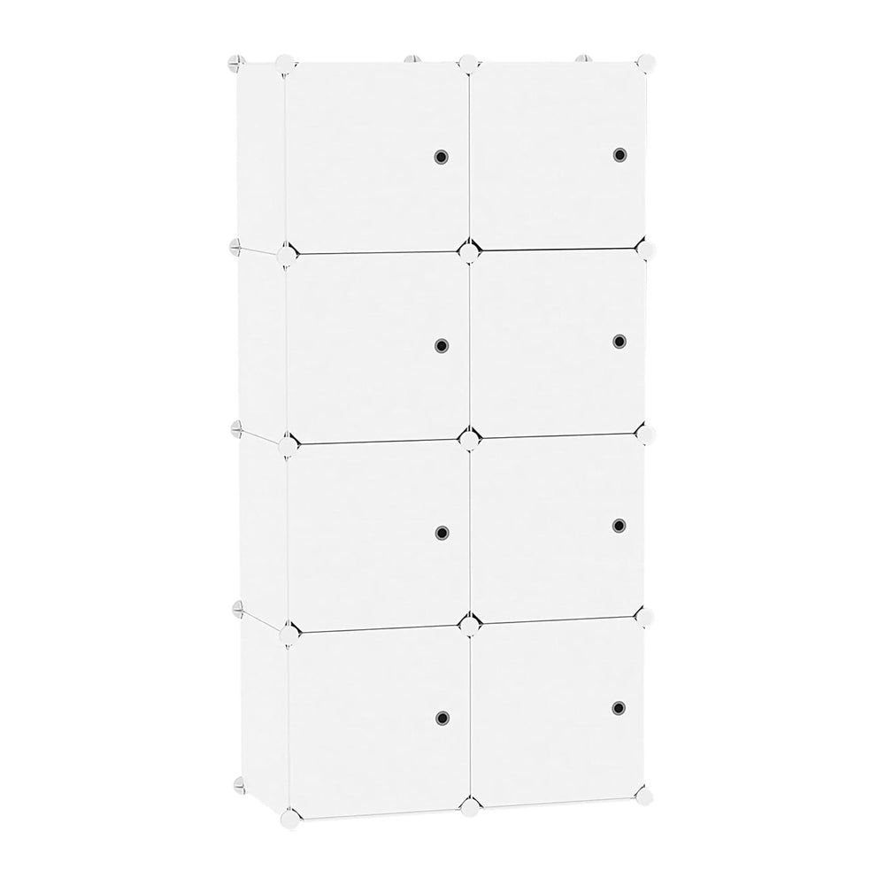 C&AHOME 8-Cube Storage Organizer with Door Cube Shelf Closet Cabinet Milky