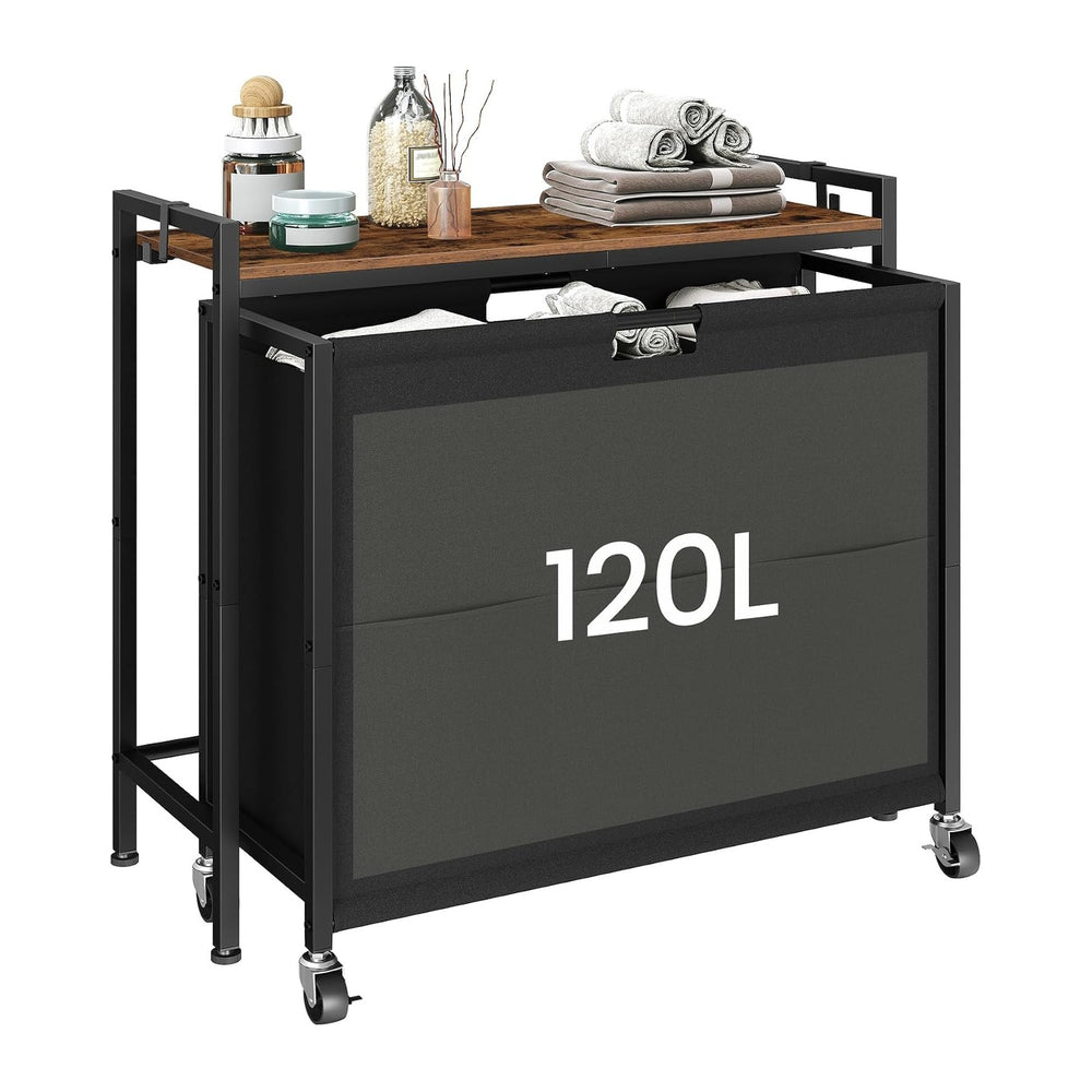 CHOEZON Laundry Sorter, Laundry Hamper with Storage Shelf, Mobile 2-in-1 Bask...