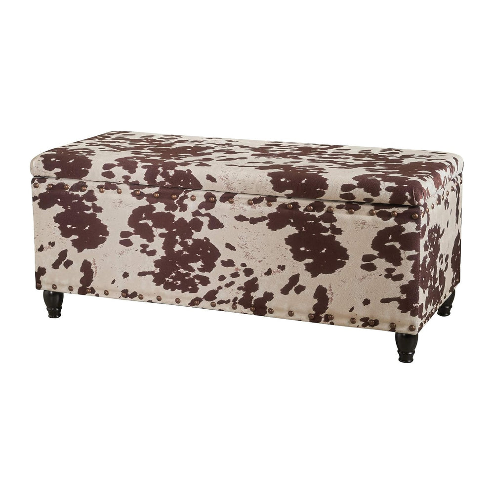 Christopher Knight Home Tatiana Velvet Storage Ottoman, Milk Cow / Dark Brown