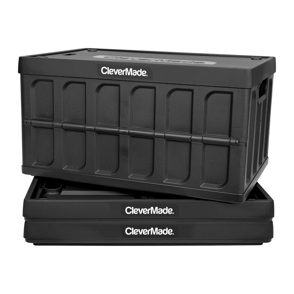 CleverMade Collapsible Storage Bins With Lids, 62L 3 Pack, 100 lb, Obsidian