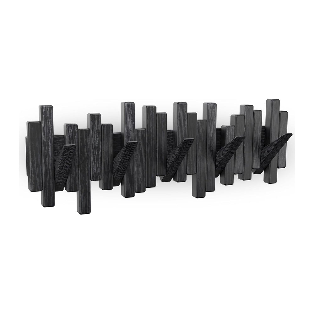 Coat Rack Wall Mount Piano Flip Down Wall Hook Rack 5 Hooks Oak