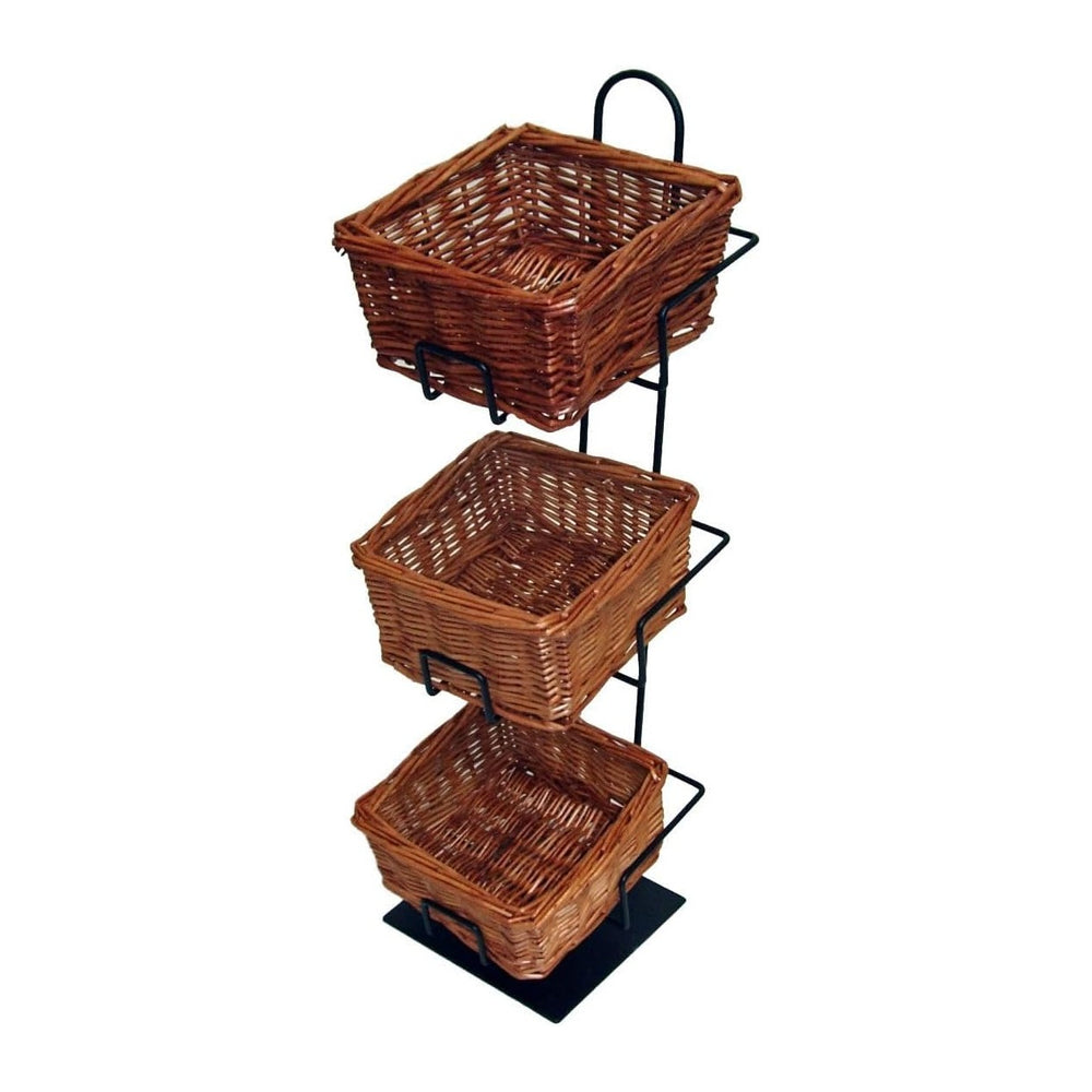 CR0620-3B-MB 3-Tier 3 Square Willow Basket Counter Display Rack,Brown