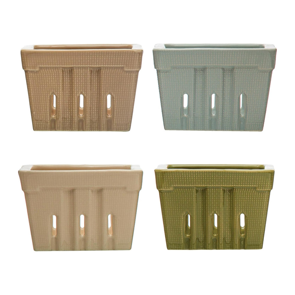 Creative Co-Op Stoneware Berry Baskets, Set of 4 Colors