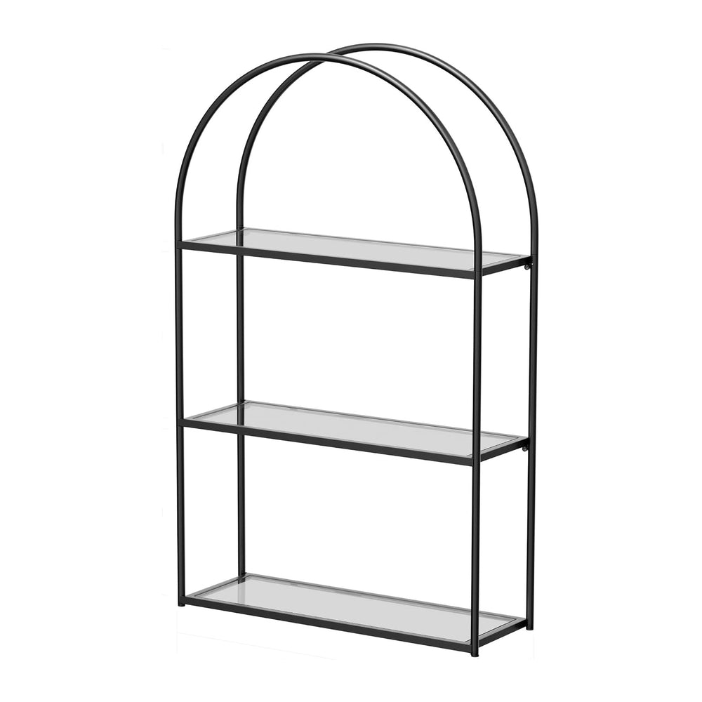 Crofy 3-Tier Arched Wall Shelf with Black Frame & Transparent Shelves