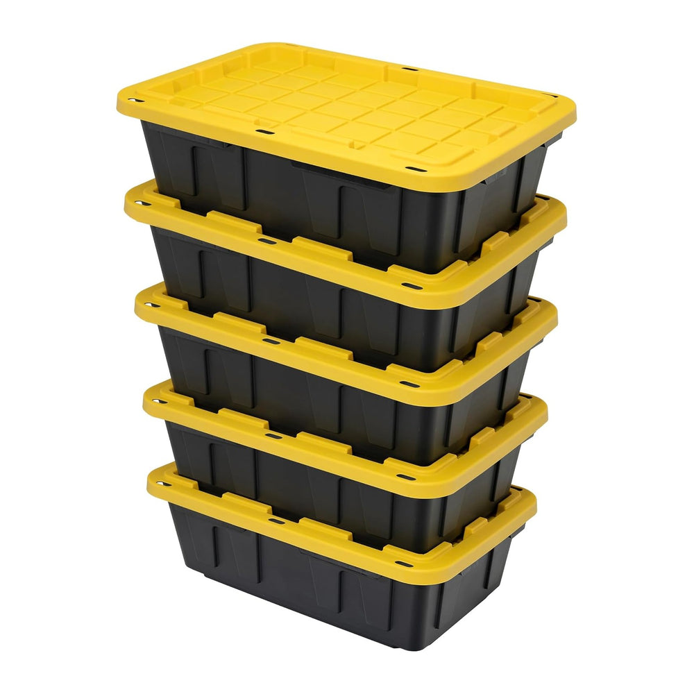 CX Heavy Duty 15-Gallon Stackable Plastic Storage Bins with Lids, 5 Pack