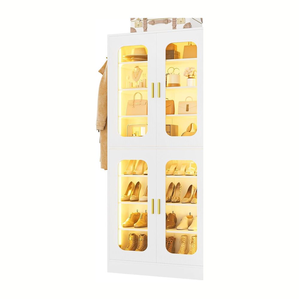 Cyclysio 67" Display Cabinet with PC Doors & LED Lighting, White