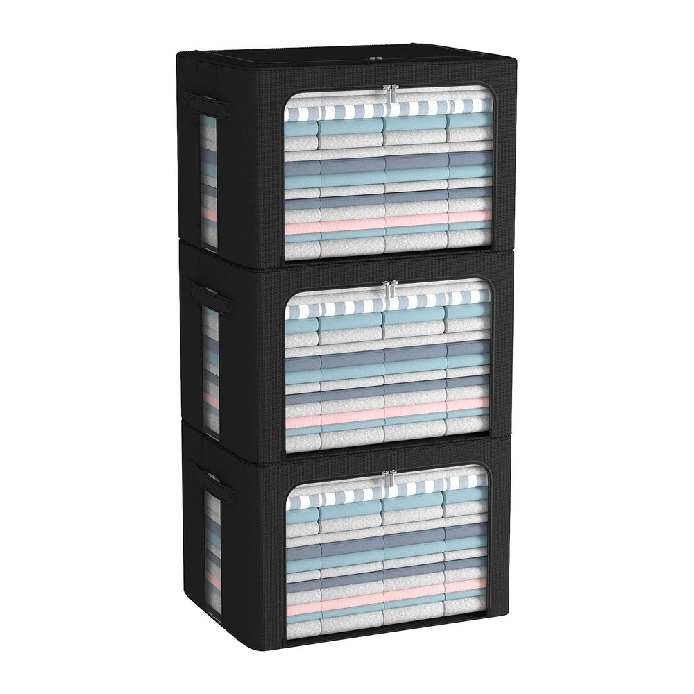CYhom 3Pack Foldable Storage Bins - Frame Storage Box Linen Fabric Stackable ...