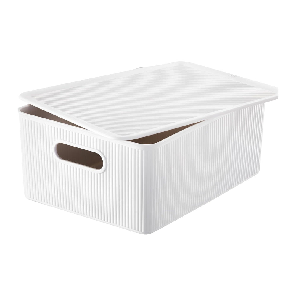 Decorative Plastic Basket Lidded Home Storage Bins Organizer Baskets, Large W...
