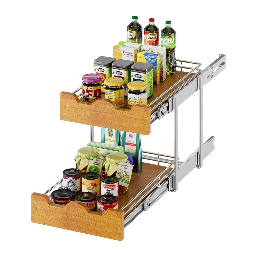 DINDON 2 Tier Pull Out Cabinet Organizer (11" W x 21" D) Slide Out ...